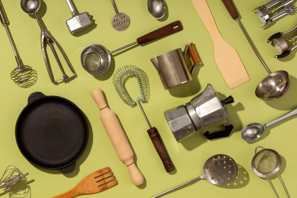 Top View Supplies Composition With Green Background 1